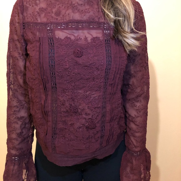 Willow & Clay burgundy sheer blouse - Picture 2 of 3